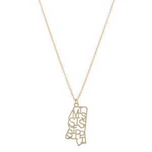 Mississippi state gold necklace