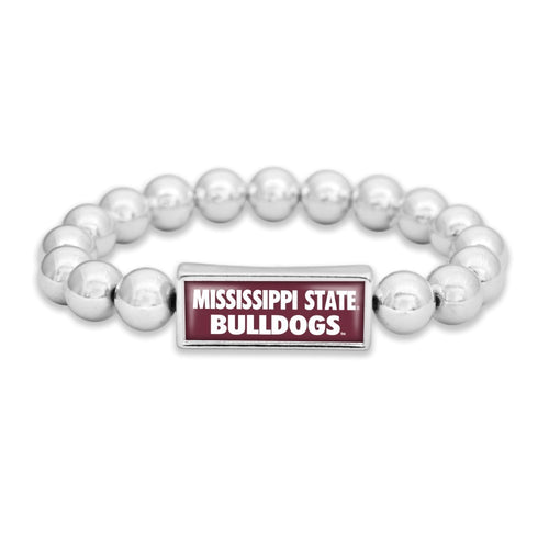 MS State Silver Bead Bracelet