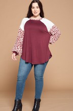 Animal Print Top - Burgundy