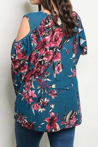 Floral Cutout Shoulder Tunic