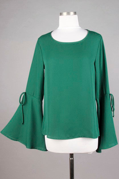 Bell Sleeve Bow Tie Blouse