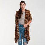 Leopard print long kimono