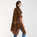 Leopard print long kimono
