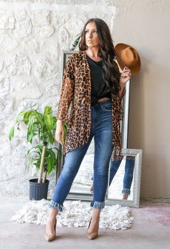 Leopard mesh kimono