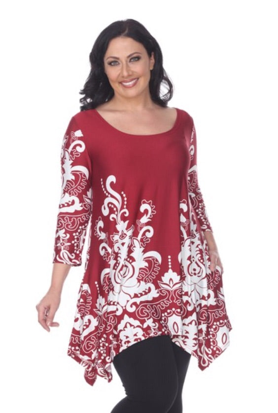 Maroon and white tunic