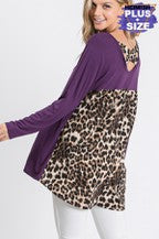 Purple with Animal Print Crisscross Top